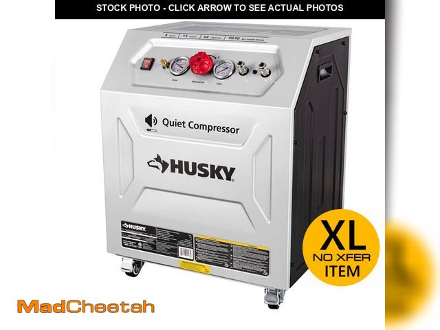 Lot 74-14392542 - (MISSIGN POWER CORD) Husky 8 Gal. 150 PSI Electric Oil-Free Quiet Workshop Air Compressor in Sound I...