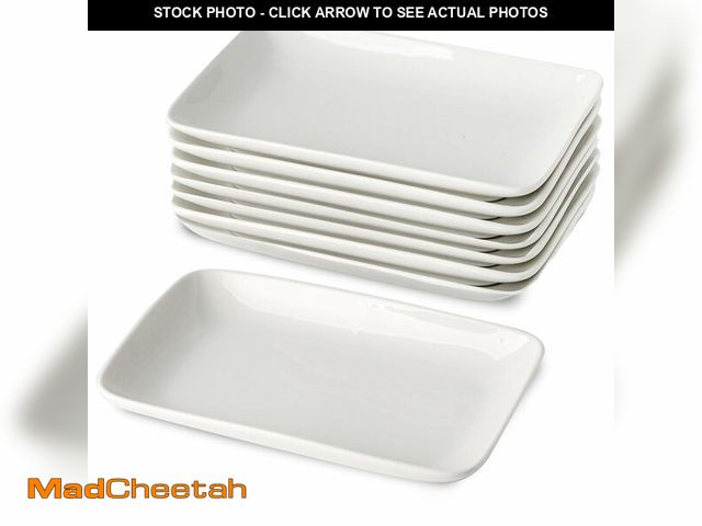 Lot 74-12719062 - XINLTC 8 Inch Rectangular Appetizer Plates, Ceramic Dessert Plates, Salad Plates Set, Small White Se...