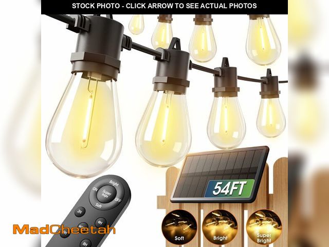 Lot 74-14144244 - addlon 54FT(48+6) Solar String Lights Outdoor Waterproof with USB Charging &amp; Remote Control - Di...
