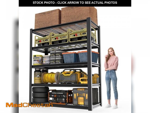 Lot 74-12242241 - HYCHIKA 5-Tire Garage Shelving Units Storage Shelves Rack, 84 Inches Height Heavy Duty Adjustable St...