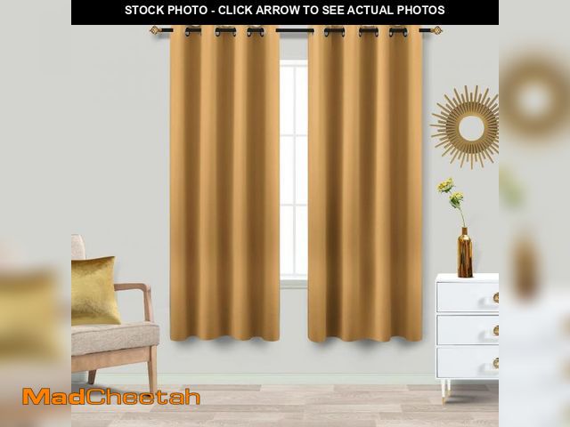 Lot 74-11552400 - KOUFALL 63 Length Blackout Curtains,Room Darkening Curtain Panels for Bedroom,52x63 Inches Long,Gold...