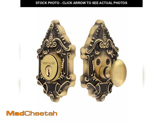 Lot 74-12606010 - Nostalgic Warehouse Victorian Single Cylinder Deadbolt, Antique Brass - UNUSED