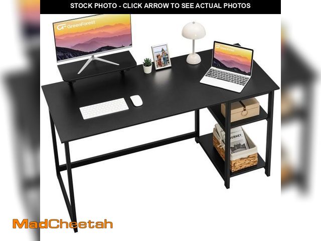 Lot 74-12540863 - GreenForest Computer Home Office Desk with Monitor Stand and Reversible Storage Shelves,55 inch Mode...
