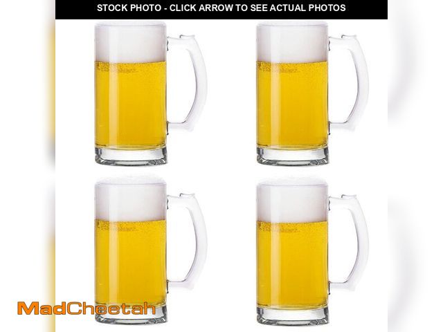 Lot 74-14065673 - TUSAPAM Heavy Beer Mugs Set, 16oz Glass Mugs With Handle, Beer Glasses For Freezer, 500ml Beer Drink...