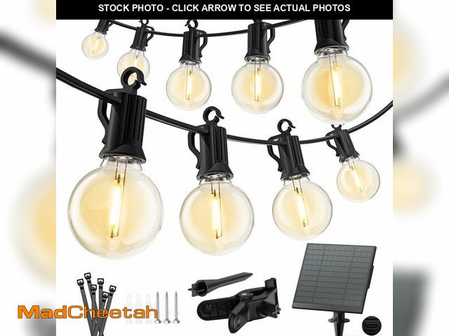 Lot 74-12456538 - Minetom Solar Outdoor Lights - 38Ft 15 LED Waterproof Solar String Lights with USB Port and Cable Ti...