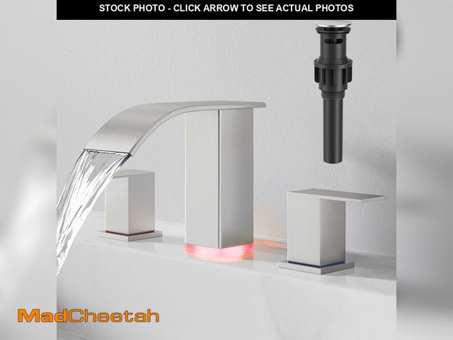 Lot 74-12705418 - RUMOSE LED Bathroom Faucets Set Brushed Nickel 8 inch Bathroom Sink Faucet 3 Hole with Pop Up Drain ...