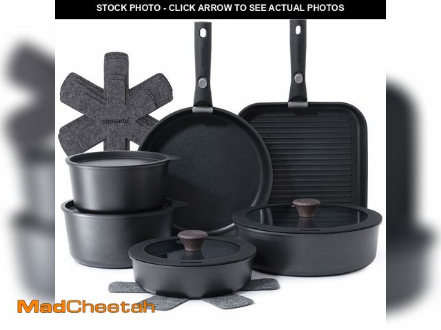 Lot 74-12881581 - SENSARTE 17 Piece Pots and Pans Set, Nonstick Detachable Handle Cookware Set, Induction Kitchen Cook...
