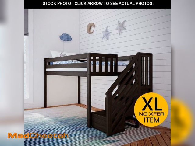 Lot 74-13673234 - Low Loft Bed w/Staircase, Espresso - UNUSED