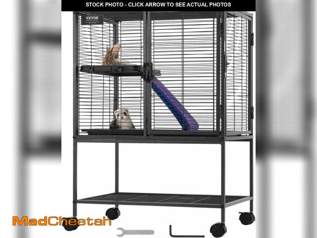 Lot 74-12098593 - VEVOR 34" Rolling Metal Ferret Cage, Large 2-Tier Critter Nation Cage, Small Animal Cage with Ramps ...