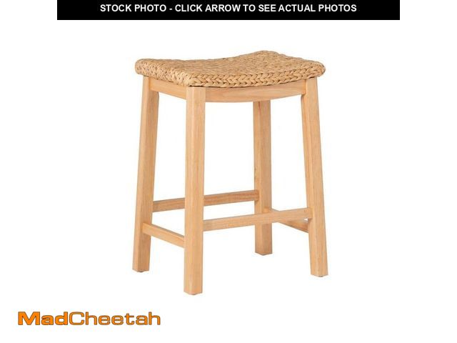 Lot 74-12746635 - Linon Home Decor Halina 25 in. Natural Backless Wood Counter Non-Upholstered Stool with Hyacinth Sea...