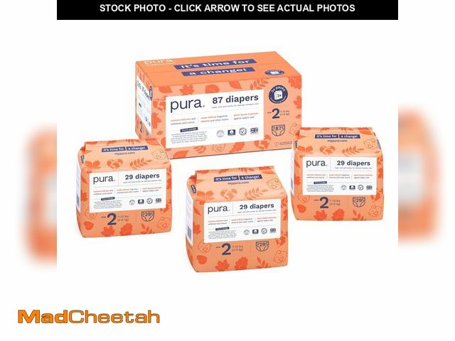 Lot 74-12716253 - Pura Hypoallergenic Diapers, Size 2 (7-13 lbs) Totally Chlorine Free, Wetness Indicator, Suitable fo...