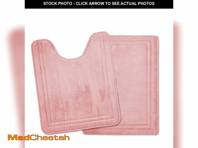 Lot 74-12976301 - PAGGED Pink Bathroom Rug Set of 2 Memory Foam Bath Mat and U-Shaped Contour Toilet Rug Non Slip Wash...