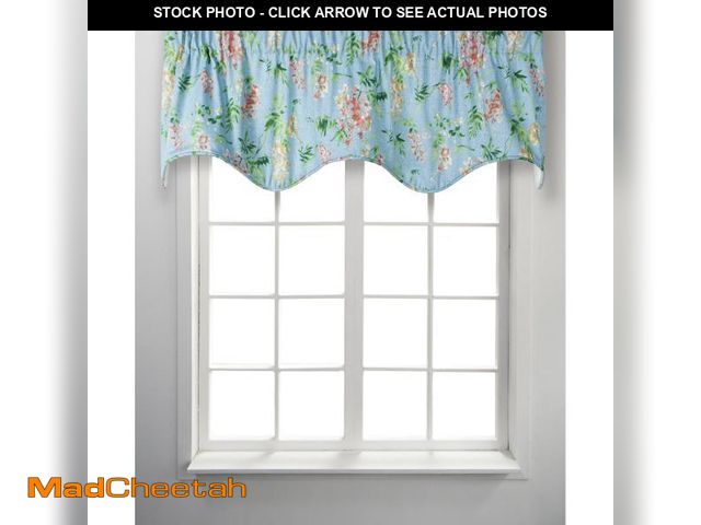 Lot 74-12408392 - Ophelia &amp; Co. Kuehn Lined Scallop 50" Window Valance EQK1748 Color: Turquoise - 50" Wide With a ...