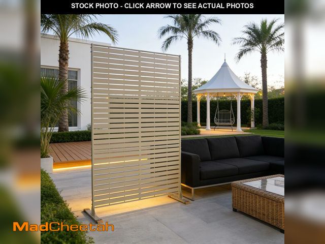 Lot 74-13932939 - Kozyard Metal Privacy Screen 74" H x 47.2" W Decorative Outdoor Divider with Stand Panels Freestandi...