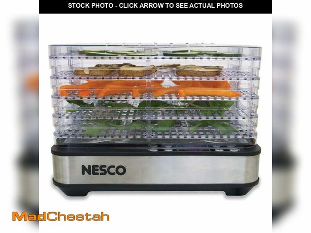 Lot 74-14370511 - NESCO 5-Tray Rectangular Food Dehydrator, 420W Adjustable Temp Food Dehumidifier with Digital Timer ...