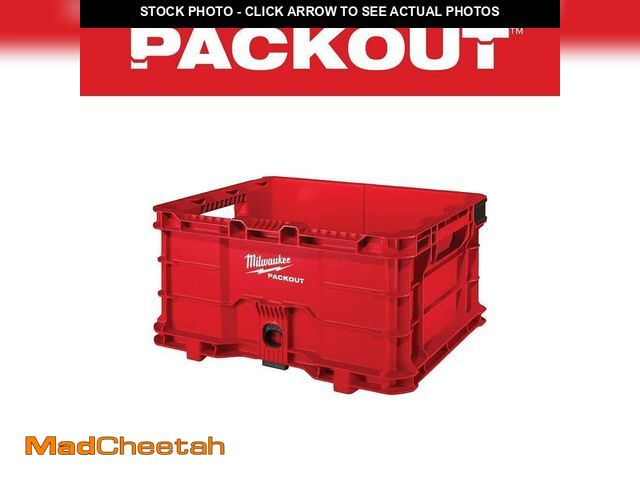 Lot 74-13693371 - Milwaukee PACKOUT 18.6 in. Tool Storage Crate Bin with Carrying Handles and 50 lbs. Weight Capacity ...