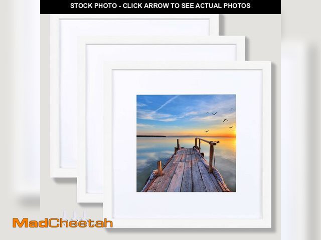 Lot 74-12501361 - Hongkee 12x12 White Picture Frame set of 3, Made of Real Glass and Wooden Square Photo frame - Displ...