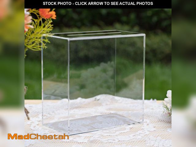 Lot 74-12373042 - UNIQOOO Clear Acrylic Card Box w/Slot, Thick DIY Wedding Box Blank No Print, Large 10x10x5.5 in, for...