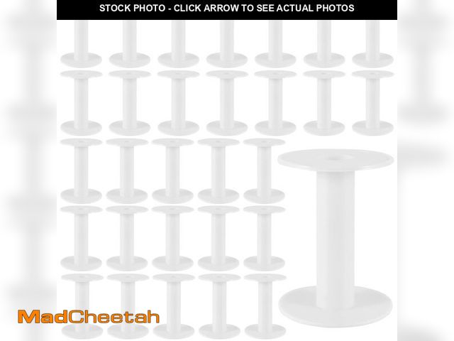 Lot 74-12712574 - HAKZEON 30 Pack 3.7 Inch White Plastic Empty Spools, Durable Round Empty Plastic Wire Spool for Indu...