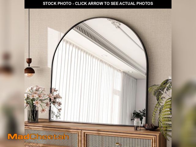 Lot 74-12512274 - BEAUTYPEAK 31"x 32" Bathroom Mirror Wall Vanity Arched Mirror, Black - UNUSED