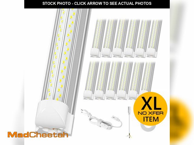 Lot 74-13734204 - ELEKICO 12 Pack Super Bright 100w 8ft Led Shop Light, 15000lm 5000k V Shape 8' Led Shop Lights 8ft, ...