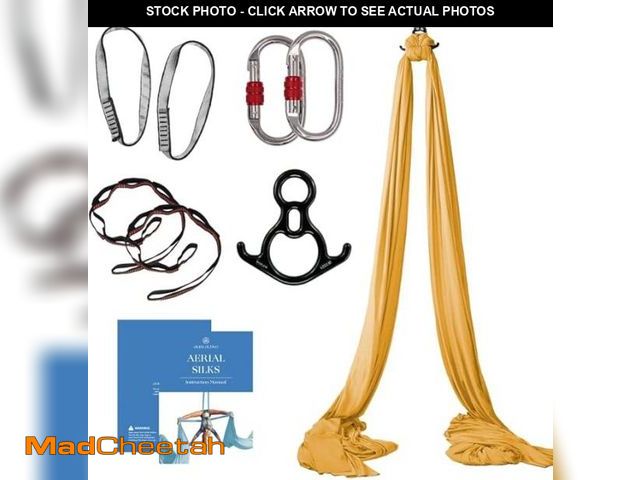 Lot 74-12323598 - Aum Active Aerial Silks Starter Kit - Durable 9 Yards of Aerial Yoga Hammock with Hardware &amp; Gui...