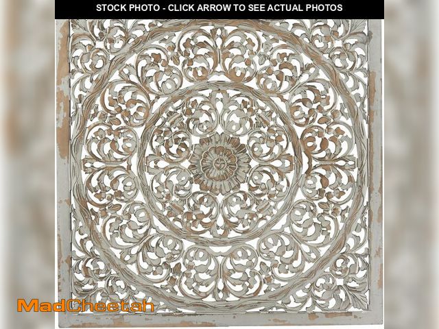 Lot 74-12760027 - Deco 79 Wooden Floral Handmade Carved Scroll Mandala Wall Decor with Brown Distressing, 36" x 1" x 3...