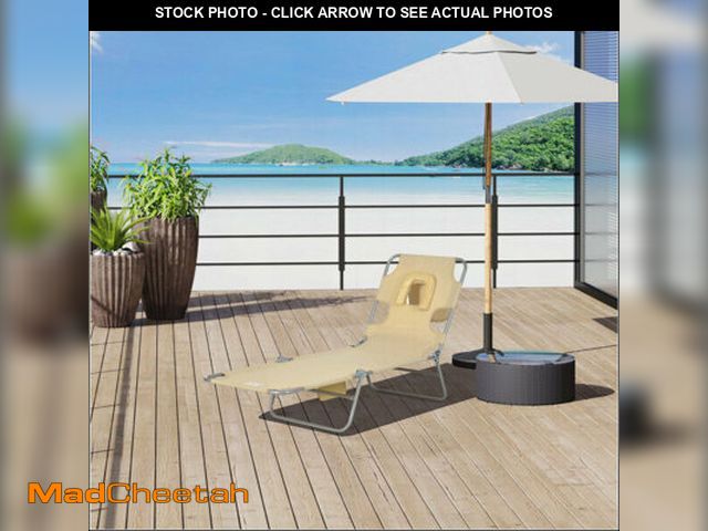 Lot 74-14086363 - lounge chair vingle beach yellow and white striped chair - UNUSED