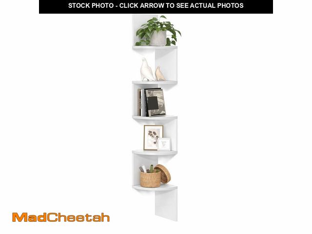 Lot 74-14067707 - VASAGLE Corner Shelf Wall Mount, 5-Tier Floating Corner Bookshelf, Plant Shelf for Bedroom, Living R...