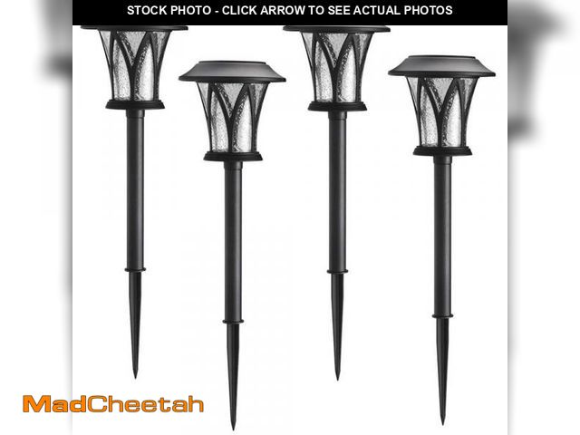 Lot 74-12491996 - Hampton Bay Naples Black Integrated LED Weather Resistant Outdoor Solar Path Light (4-Pack) - UNUSED
