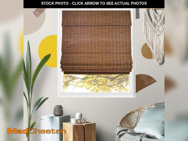Lot 74-12901163 - YELLOW BLINDS 36 in. W x 64 in. L Natural Woven Cordless Light Filtering Bamboo Roman Shades for Win...