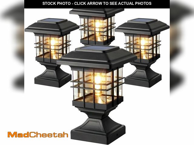Lot 74-12438609 - Lffital Solar Post Lights Outdoor Solar Cap Lights Deck Fence Cap for 4x4 5x5 6x6 Posts Patio Garden...