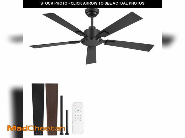 Lot 74-13550810 - ZMISHIBO 52 Inch Ceiling Fan No Light with Remote, Black Ceiling Fan without Lights, Quiet Reversibl...