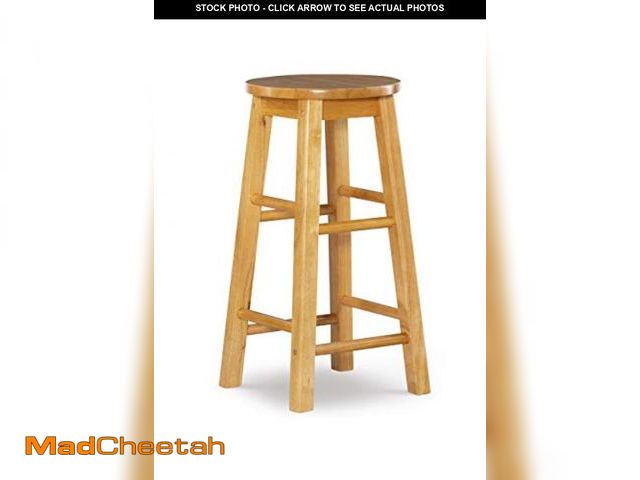 Lot 74-12510312 - Linon Natural Barstool with Round Seat, 24-Inch - UNUSED