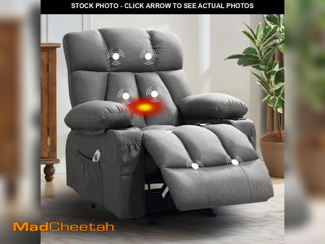 Lot 74-12377662 - JONPONY Manual Recliner Chair with Heat Therapy and Massage Function, Heavy Duty Reclining Mechanism...