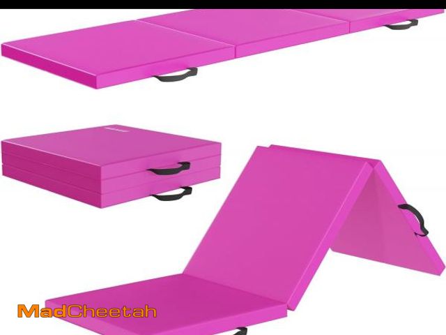 Lot 74-12096169 - Folding Exercise Gymnastics Mat, 2'x6'x2" Gym Workout Mat with Carrying Handles 3-Fold High-Density ...