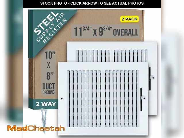 Lot 74-12696908 - [2 Pack] Fits 10x8 Duct Opening 2 Way Steel Air Supply Diffuser by Handua | Register Vent Cover Gril...