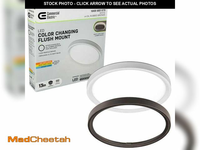 Lot 74-12692063 - Commercial Electric 13 in. White, Oil Rubbed Bronze Trims 1350 Lumens LED Flush Mount Ceiling Light ...