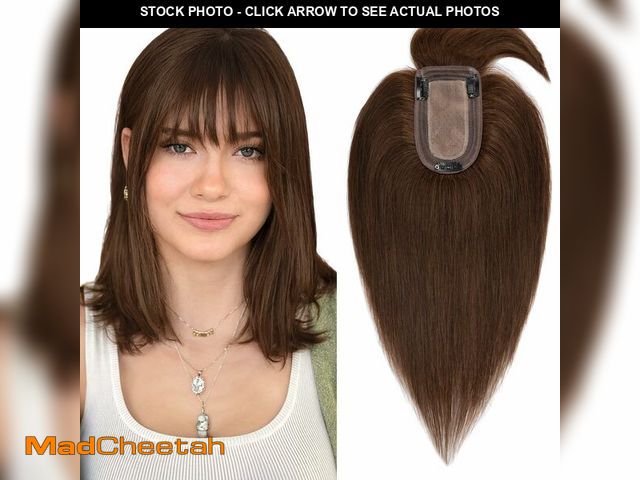 Lot 74-14057258 - Benehair Clip on Topper Hair Extension with Thin Bang 12inch Human Hair Hand Made Silk Base wiglets ...