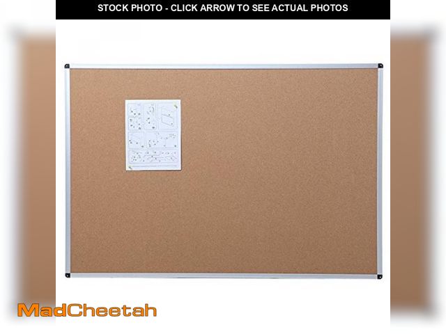 Lot 74-12159665 - (DENTED) VIZ-PRO Cork Notice Board, 8' X 4', Silver Aluminium Frame - USED