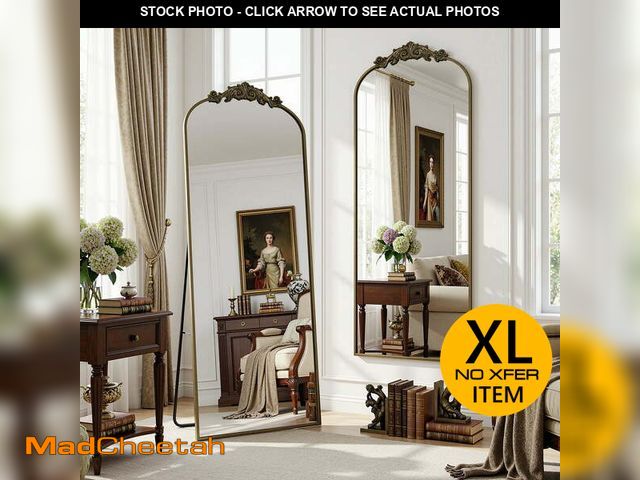 Lot 74-14586204 - Cuteday 65"x24" Arched Full Length Mirror Metal Vintage Mirror Baroque Style,Bronze - UNUSED