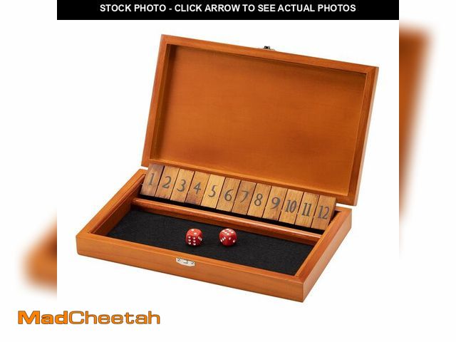 Lot 74-12434775 - Crobyi Shut The Box Dice Game with 12 Numbers and Lid, Wooden Classic Board Game with 4 Dice, Gift P...