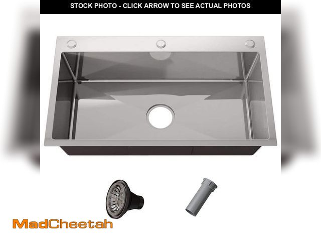 Lot 74-14343055 - QATSPACE DESIGNS INC 30 in. Drop-In/Undermount Single Bowl 16 Gauge Gunmetal Sliver Stainless Steel ...