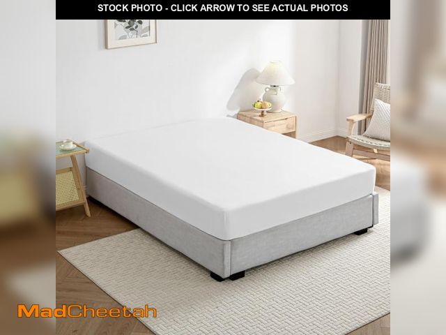 Lot 74-12437737 - JELLYMONI Fitted Sheet King Cotton White 1pc Easy-Fit 16 Inch Deep Pocket Sheet Bedding Sheet Solid ...