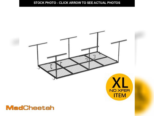 Lot 74-13664764 - FLEXIMOUNTS OHK Series 48 in. W x 96 in. D x 22-40 in. H Black Ceiling Mounted Overhead Garage Stora...