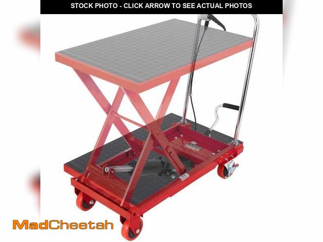 Lot 74-14344413 - VEVOR Hydraulic Lift Table Cart 500 lbs. Capacity Manual Single Scissor Lift Cart with 4 Wheels 28.5...