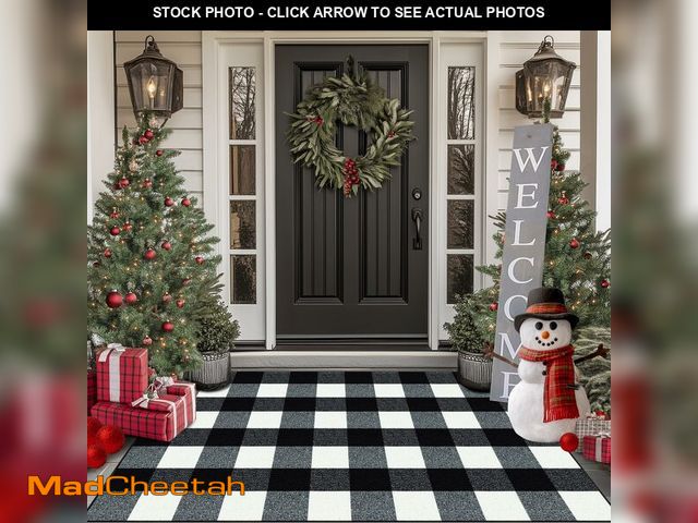 Lot 74-12711964 - FONEYI Buffalo Plaid Outdoor Rug, 36"x59" Checkered Front Door Mat, Non Slip Absorbent Entryway Rug ...