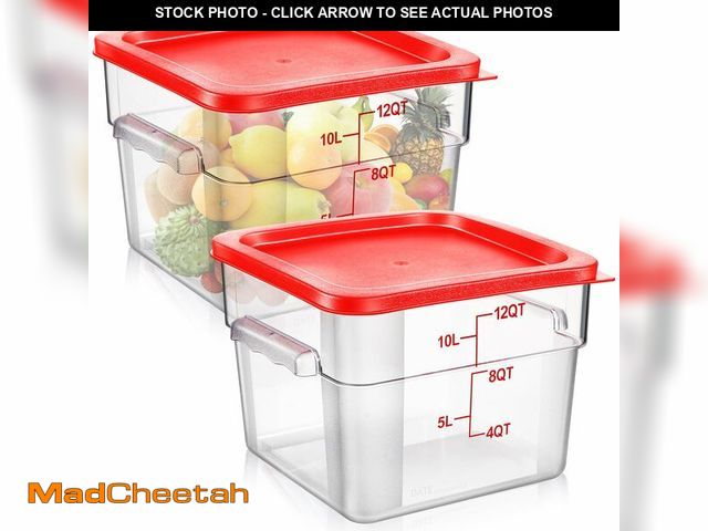Lot 74-14272707 - Suclain 2 Pcs Square Food Storage Container Polycarbonate Clear Food Container with Lid Commercial R...