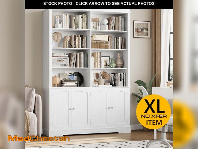 Lot 74-13699914 - Homfa 73'' Tall Bookcase with 4 Doors, 6-Tier 8 Cubes Display Bookshelf, Double Row Bookcase with Ad...