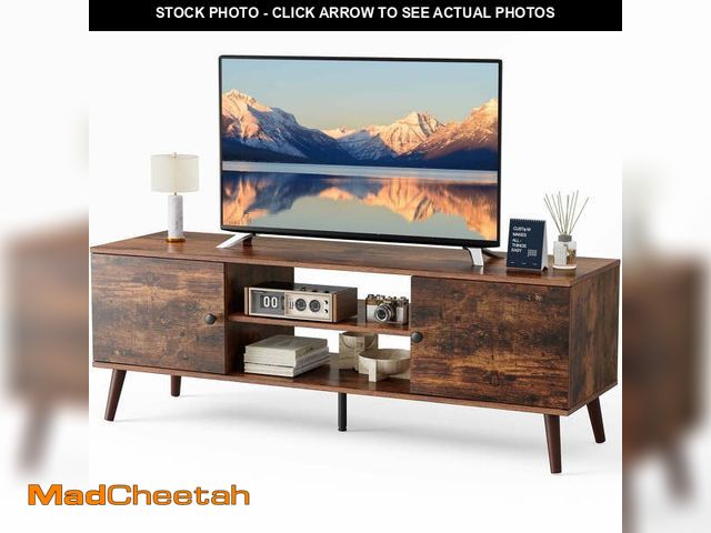 Lot 74-12803053 - edx Modern TV Stand for 55-60 inch TV, Mid Century Entertainment Centre, Media Console Table with St...